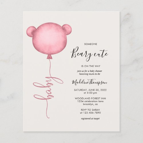 Budget Pink Someone Beary Cute Balloon Baby Shower