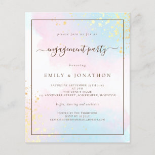 BUDGET Pink Teal Watercolor Engagement Party