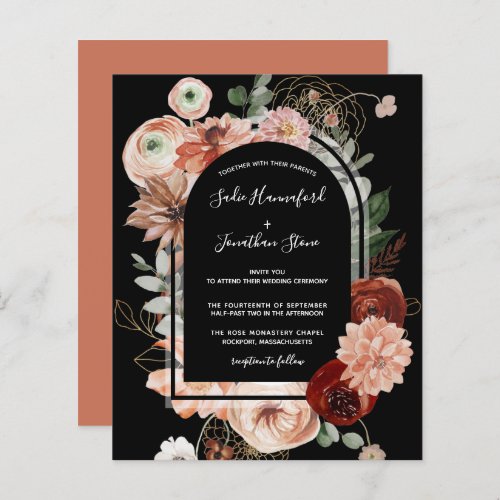 Budget Pink Terracotta Floral Wedding Invitation