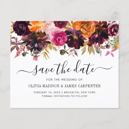 Budget Pink Terracotta Mauve Floral Save the Date