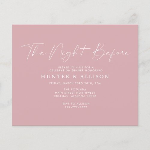 Budget Pink The Night Before  Invitation Flyer