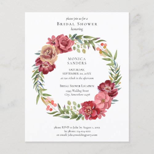 Budget Pink Tropical Floral Bridal Shower Flyer