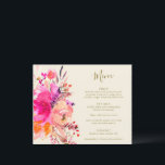 Budget Pink Watercolor Floral Custom Wedding Menu<br><div class="desc">Budget Modern Pink and Gold Watercolor Floral Simple Custom Wedding Menu</div>