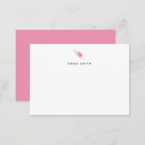 Budget Pink Watercolor Popsicle Personalized Note Card