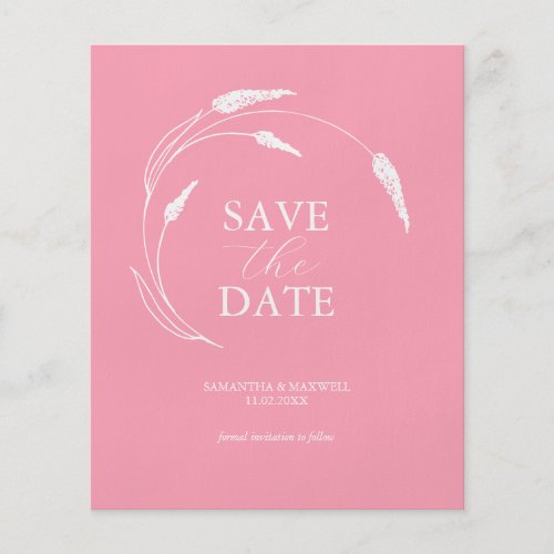 Budget Pink Wedding Save The Date Flyer