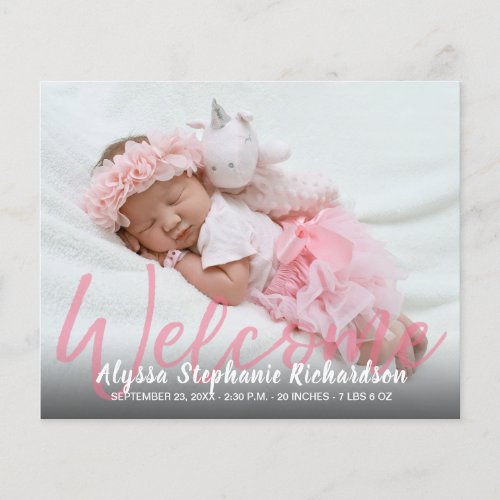 Budget Pink Welcome Birth Announcement Flyer