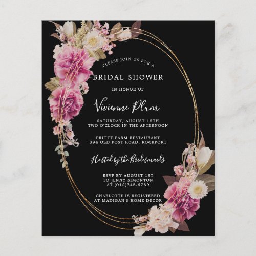 Budget Pink White Boho Bridal Shower Invitation