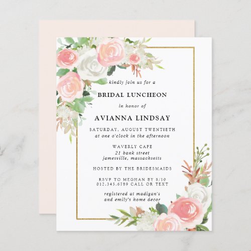 Budget Pink White Floral Bridal Luncheon