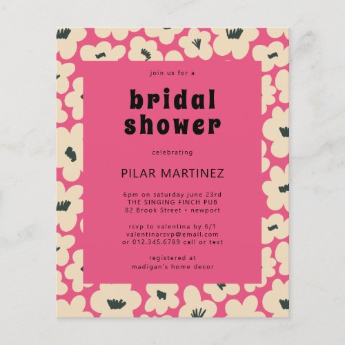 Budget Pink White Floral Bridal Shower Invitation