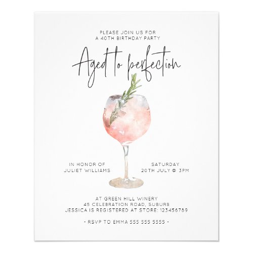Budget Pink Wine Aged to Perfection 40th Birthday Flyer