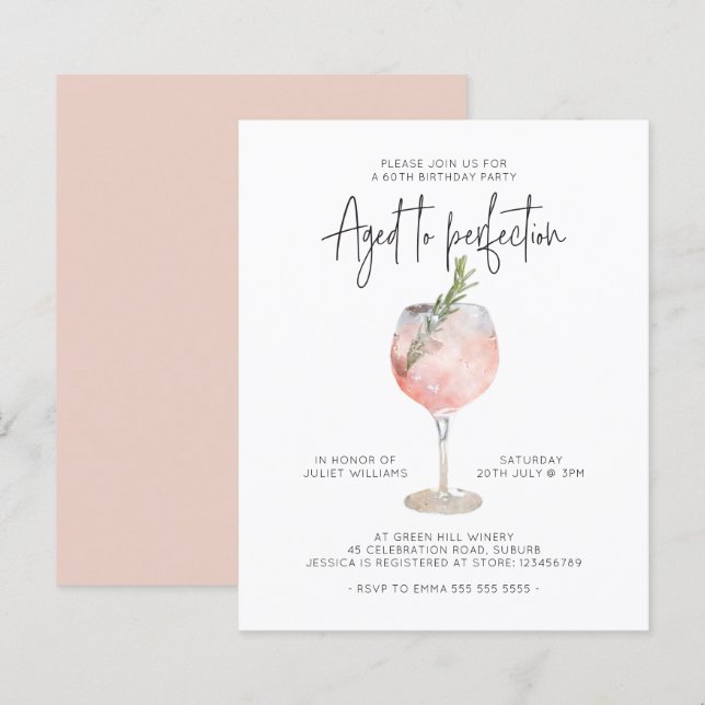 Budget Pink Wine Aged to Perfection 60th Birthday (Front/Back)