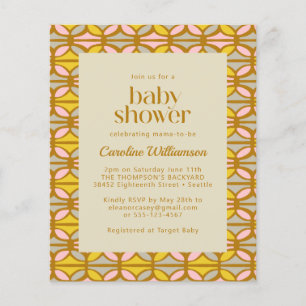 Budget Pink Yellow Geometric Baby Shower Invite