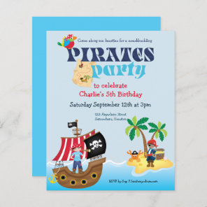 Budget Pirates Kids Birthday Party Invitation