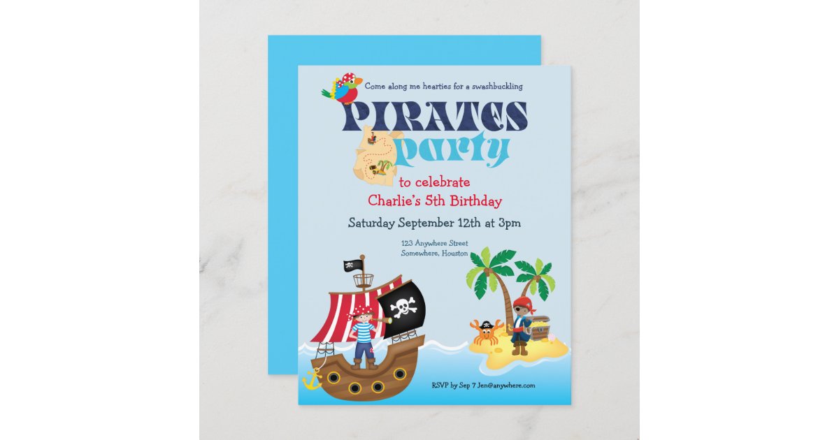 Budget Pirates Kids Birthday Party Invitation 