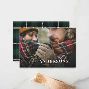 budget plaid backer 1 photo Christmas Holiday Card