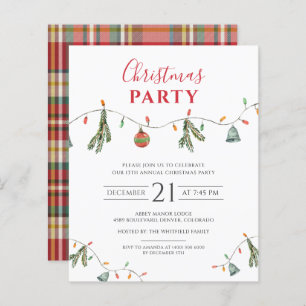 Budget Plaid Christmas Holiday Party Invitation