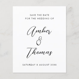 Budget Plain Black & White Calligraphy Save Date
