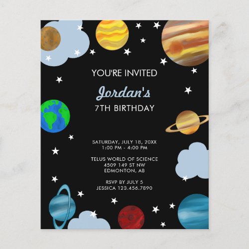 Budget Planets Birthday Outer Space Galaxy Invite