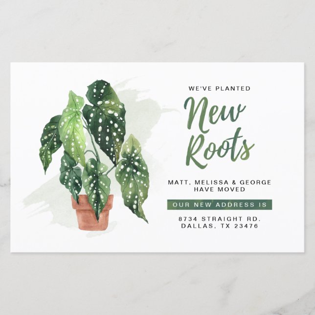 Budget Planted New Roots Moving Announcement  (Front)