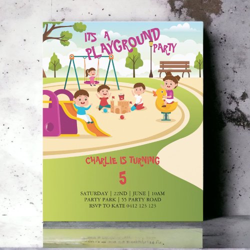 BUDGET Playground Kids Birthday Party Invitation 