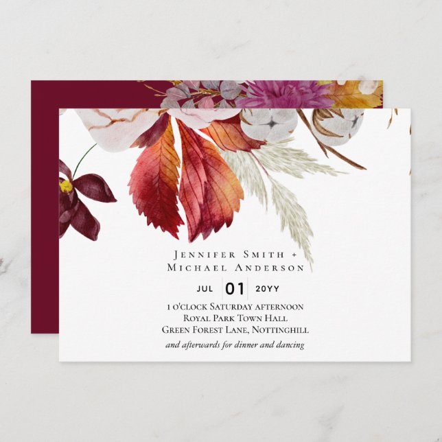 BUDGET Plum Cinnamon Wedding Fall Florals (Front/Back)