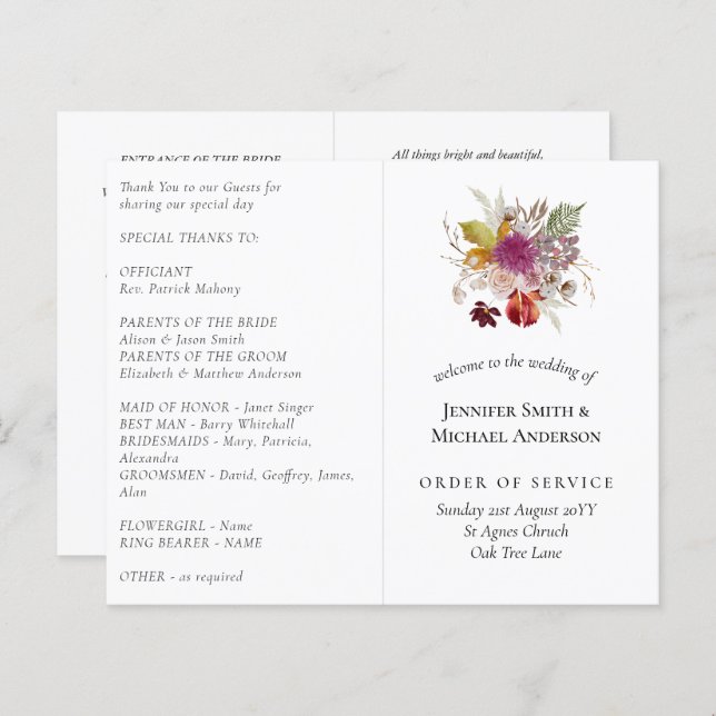 BUDGET Plum Cinnamon Wedding Fall Florals (Front/Back)