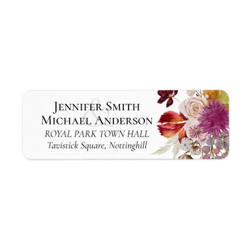 BUDGET Plum Cinnamon Wedding Fall Florals Label