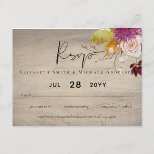 BUDGET Plum Cinnamon Wedding Fall Florals Postcard