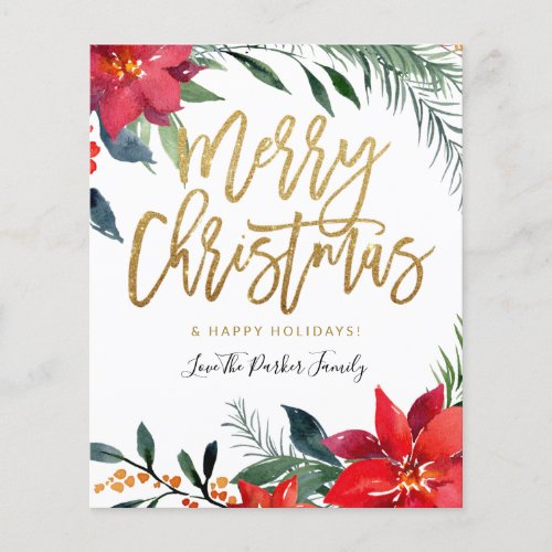 Budget Poinsettia Floral Merry Christmas Flyer