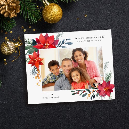 Budget Poinsettia Frame H Photo Holiday  Flyer