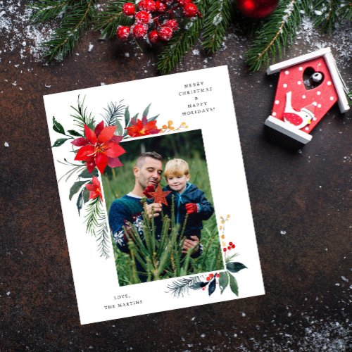 Budget Poinsettia Frame V Photo Holiday Flyer