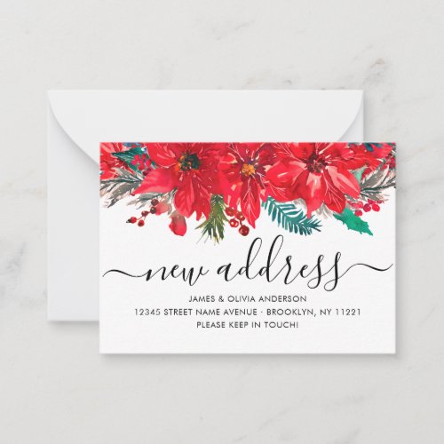 Budget Poinsettia New Address Holiday Moving Card