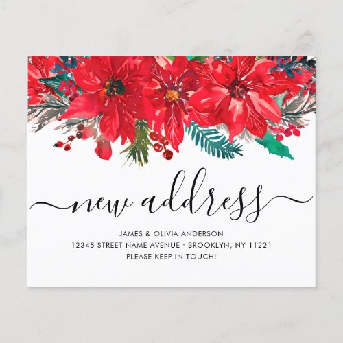 Budget Poinsettia New Address Holiday Moving Card
