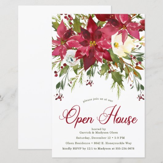 Budget Poinsettia Open House Invite (Front/Back)