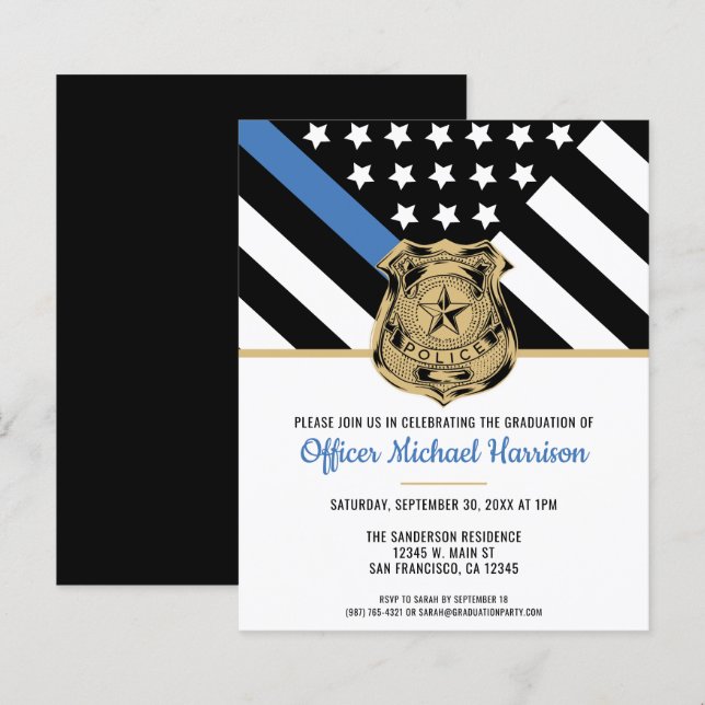 Budget Police Academy Graduation Party Invitation (Front/Back)