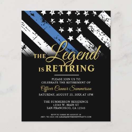 Budget Police Blue Retirement Party Invitation