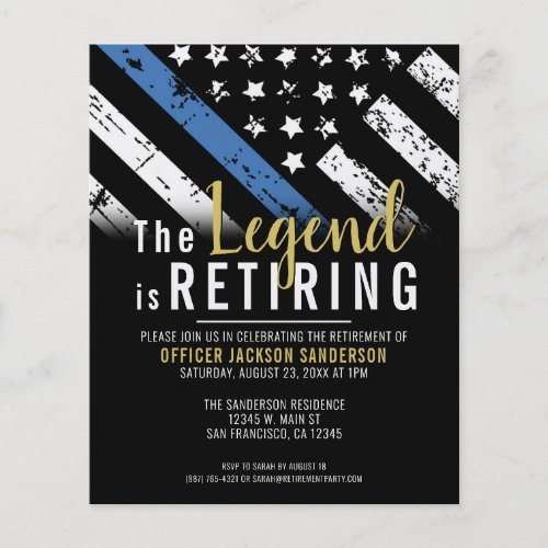 Budget Police Blue Retirement Party Invitation Flyer