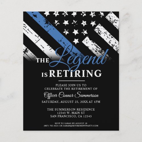 Budget Police Blue Retirement Party Invitation Flyer