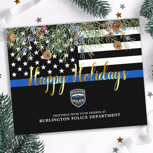 Budget Police Christmas Thin Blue Line Cards