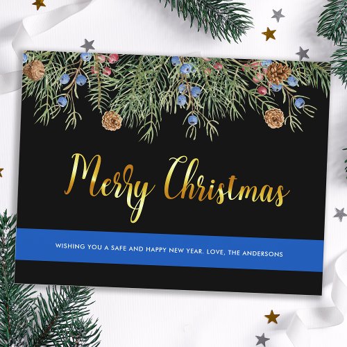 Budget Police Christmas Thin Blue Line Postcard