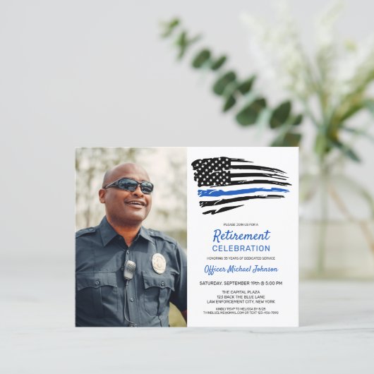 Budget Police Custom Photo Retirement Invitation (Standing Front)