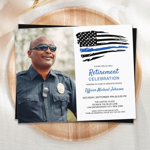 Budget Police Custom Photo Retirement Invitation