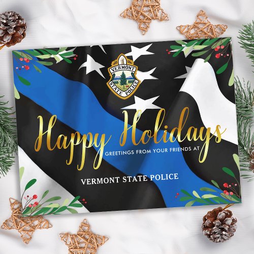 Budget Police Department Christmas Blue Flag Card