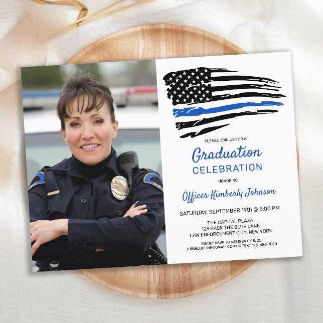 Budget Police Graduation Custom Photo Invitation (Creator Uploaded)
