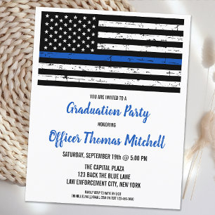 Budget Police Graduation Invitation Thin Blue Line