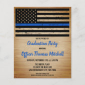 Budget Police Graduation Invitation Thin Blue Line (Front)
