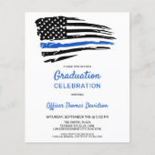 Budget Police Graduation Invitation Thin Blue Line (Front)