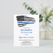 Budget Police Graduation Invitation Thin Blue Line (Standing Front)