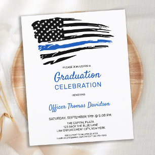 Budget Police Graduation Thin Blue Line Invitation