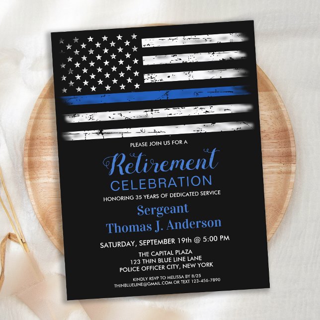 Budget Police Officer Retirement Blue Line Flag (Creator Uploaded)